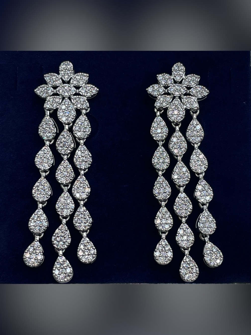 Swarovski Crystal Elements White Crystal Chandelier Dangle Art Deco Earrings